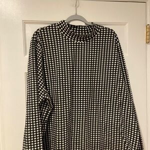 Women Within Black & White Checkered Mock Turtleneck Tunic, Size 3X
